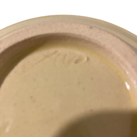 Signed Art Pottery Bowl Green and Purple Florals - Picture 4 of 6